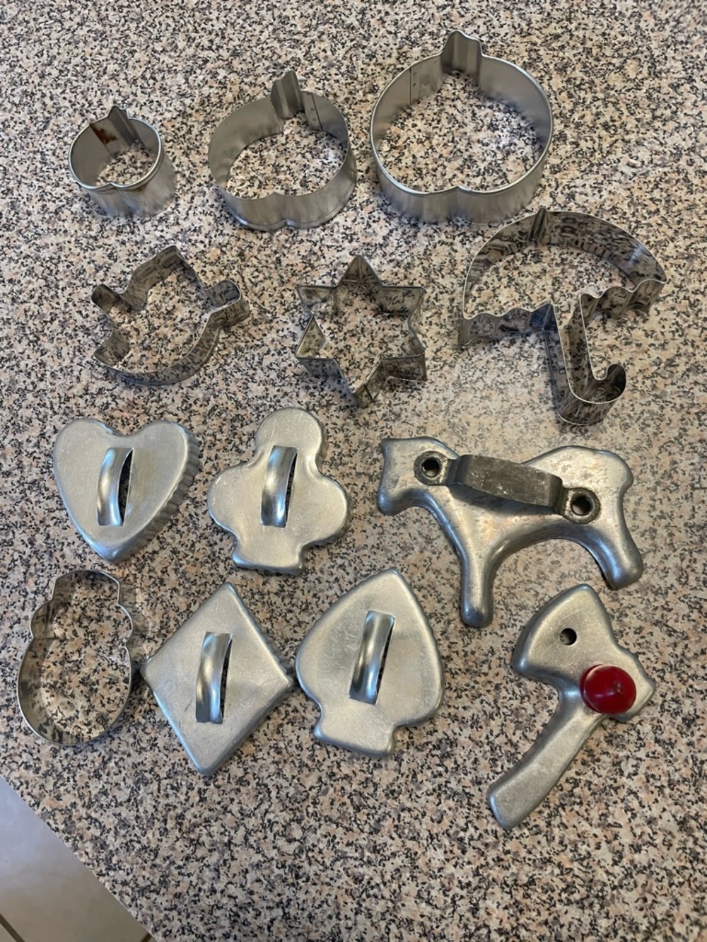 Vintage Metal Cookie Cutters Set of 12 Silver Holiday